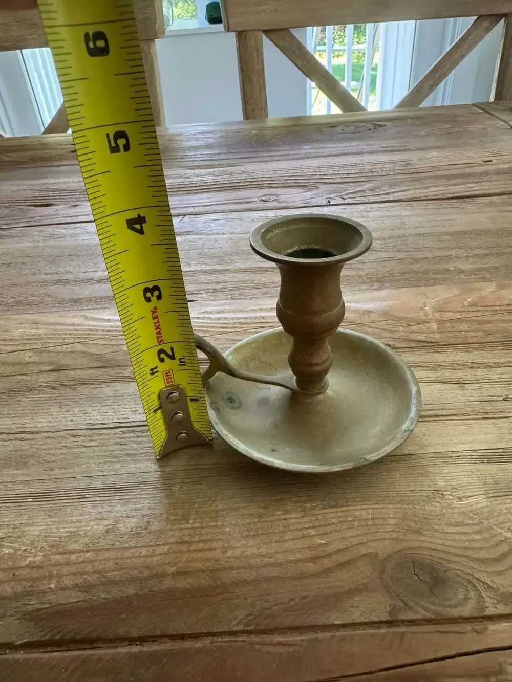 Vintage Brass Chamberstick Candle Holder with Finger Loop